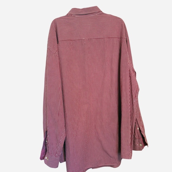 Izod- Men’s Button Down Shirt 4XLT Red Check Long Sleeve Classic Fit - Picture 3 of 8